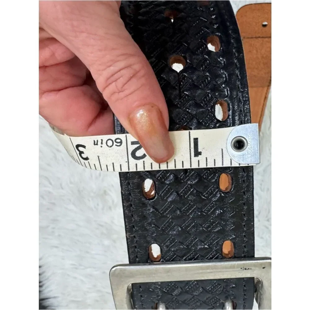 Don Hume Men’s Black Service Leather Basket Weave Duty Belt Size 44